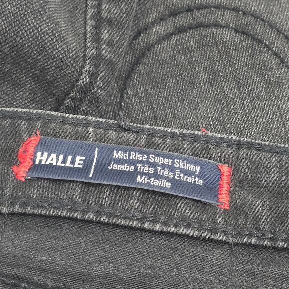 True Religion Halle Mid-Rise Skinny Jeans Skull Patch Black Rinse Wash Size 29 - Picture 13 of 15